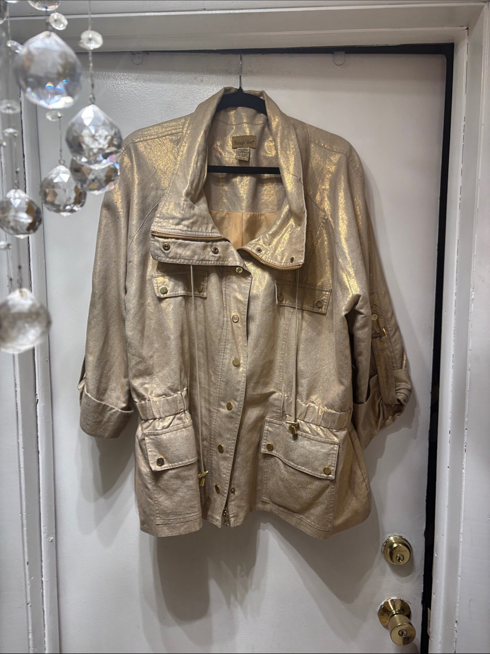 Midnight Velvet Metallic Gold Utility Jacket